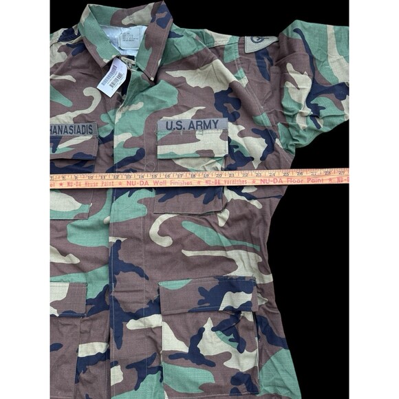 VTG US Military Shirt Mens M Green Utility Camouflage Patches Air Force L Long - Picture 4 of 8